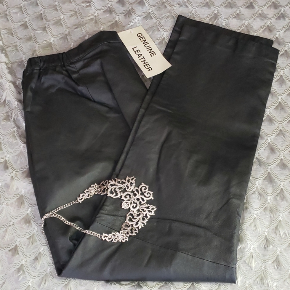 NWT JL STUDIO BLACK LEATHER PANTS  J9